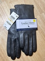 MED Charter Club Women&#39;s Cashmere Lined Leather Gloves In Dark Pewter  $... - $24.74