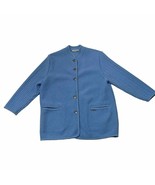 Smoking Jacket by Eisbar Sky Blue Wool Vintage 70s Size 36 Made In Austria - £46.60 GBP