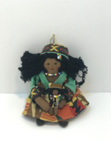 Folk Art Momma Holding Baby Rag Doll Tribal African Native 8&quot; Decorative Beaded - £11.64 GBP