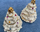 2001 LENOX Jewels Of Christmas Porcelain Salt &amp; Pepper Tree Shakers Swar... - $29.07