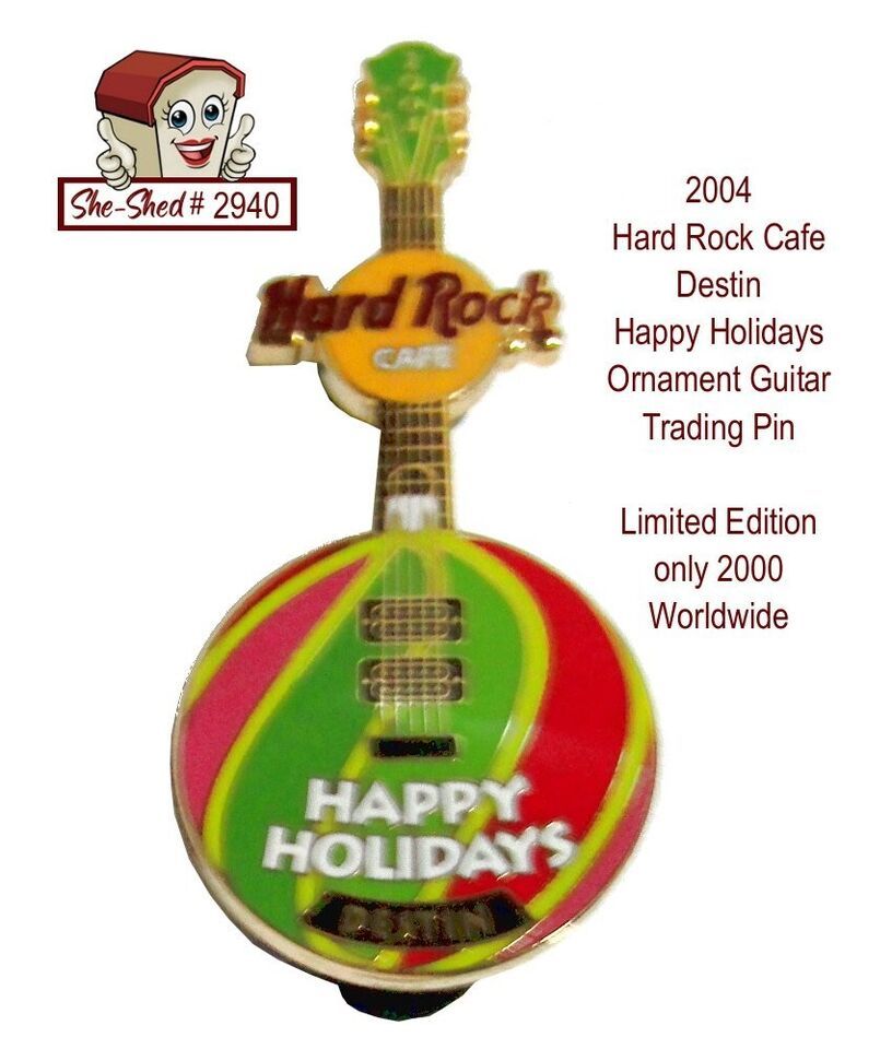 Hard Rock Cafe Destin FL Holiday Ornament Guitar 2004 Trading Pin Limited Ed. - $14.95