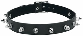 Spike Collar Choker Black Necklace Punk Goth Fetish Faux Leather Unisex Studs - £5.28 GBP