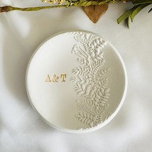 Personalized, custom ring dish, 3D embossed flower garden, polymer clay dish - $30.00