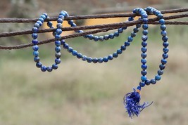 Energized Blue Lapis Lazuli 8mm Beads Prayer Mala 108+1(Guru Beads) - £120.41 GBP