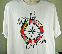 World Explorer T-Shirt 3XL White Disney Epcot Bella Canvas Compass Made in USA - $13.74