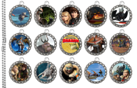 15 How to Train You Dragon 2 Silver Flat Bottle Cap Necklaces Set #2 - £13.34 GBP