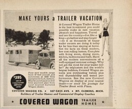 1937 Print Ad Covered Wagon Travel Trailer Homes Made in Mt Clemens,Michigan - £11.86 GBP