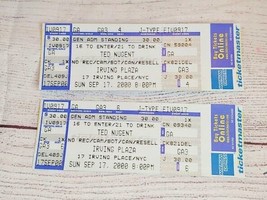 Ted Nugent 2000 Mint Unused Concert Ticket Pair Irving Plaza NYC Sept 17th - £11.07 GBP