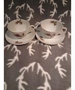 Vintage unbranded cup and saucer. White Saucers&amp;cups with pink roses . S... - $18.06 CAD