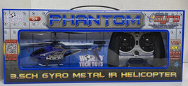 RC Helicopter Remote World Tech Toys Phantom 3.5 Gyro Metal IR  Blue 34462 - £22.24 GBP