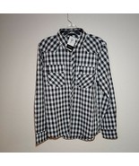 Checkered Black |Men&#39;s Large Button-Down Long Sleeve Shirt - £74.72 GBP