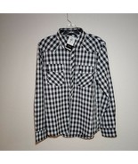 Checkered Black |Men&#39;s Large Button-Down Long Sleeve Shirt - $1,805.65 MXN
