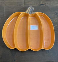 Rachel Ashwell Orange Pumpkin Shaped Melamine Large Divided Serving Tray... - $34.99