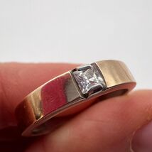 Vintage Gilt 925 Sterling Silver Ring with Cut Stone  Signed Womens Gold... - $88.00