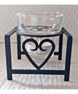 Open Heart Silhouette Cutouts Black Metal Candle Holder with Glass Votiv... - $10.81 CAD