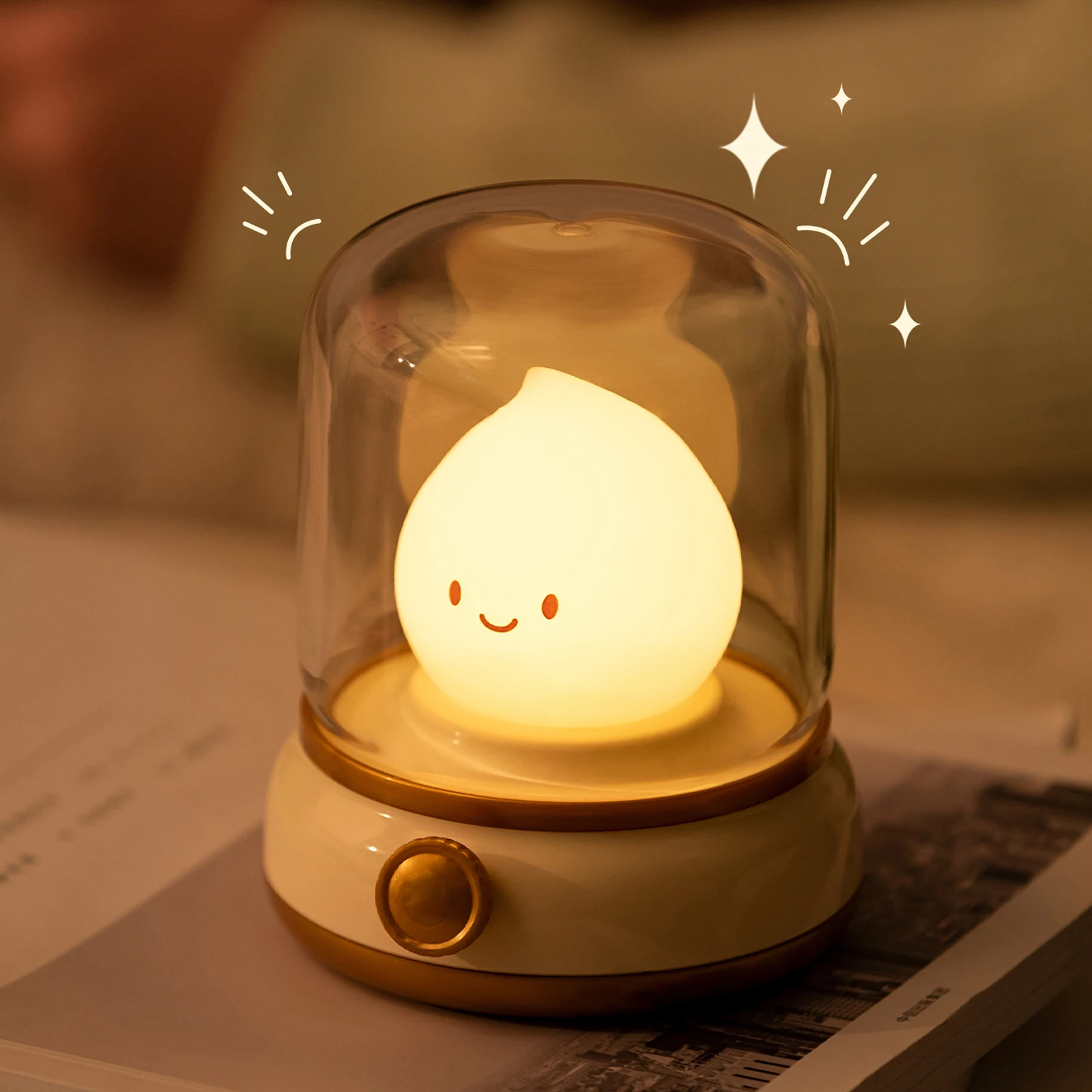 Candle Night Light Cute Kerosene Lamp Desktop LED Decorative Light USB - £20.41 GBP+