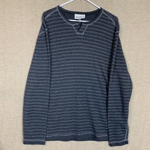Tommy Bahama Mens Large Reversible Henley Shirt Pullover Stripe Gray Lon... - $21.49