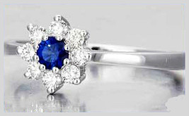 0.24ct Diamond Blue Sapphire 14k White Gold Sparkling Valentine Ring - £637.17 GBP