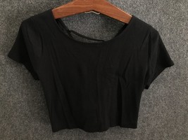 Wild Fable Blouse/Cropped Top Womens Size L Black Tie Front Short Sleeve... - £11.90 GBP