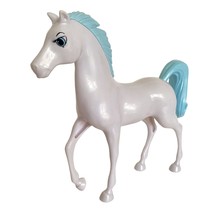 2014 Mattel White Horse Plastic Blue Tail Mane Blue Eyes 1186 MJ 1 NL 10in Tall - $19.95