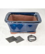 6.25&quot; Rectangular Ceramic Dark Blue Cactus &amp; Succulent, Bonsai Pot / Com... - $17.99+