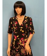LONDON TIMES Black with Multicolor Flowers Short Sleeve Social Dress 8P NWT - $1,691.61 MXN