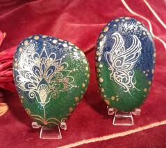 Green Blue Gold Set of 2 Garden Baskets Gifts Paperweight Office Desk Sh... - $240.81 MXN