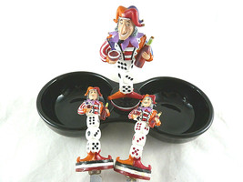 Mud Pie Joker On Dices &amp; Poker Chips Candy Nuts Condiment Dish + 2 cheese knives - £25.51 GBP