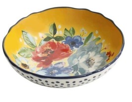 Set of Four (4) Pioneer Woman ~ Yellow ~ MELODY ~ 7.5&quot; Pasta Bowls ~ Stoneware - £37.36 GBP