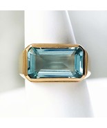 Natural Aquamarine Men Ring In 18k Solid Heavy gold - £337.99 GBP