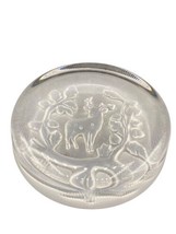 Reindeer Elk Paperweight Christmas frosted press glass 3.5&quot;D - £18.54 GBP