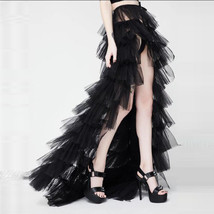 Black Detachable Long Tulle Skirt Black Tulle Maxi Skirt Overskirt image 1