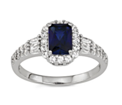 Lab Created Blue And White Sapphire Sterling Silver Ring Size 6 7 8 9 - £343.65 GBP