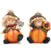 2Pcs Fall Thanksgiving Scarecrow Decorations Halloween Scarecrow Fall Harvest Sc - £30.84 GBP