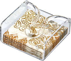 Acrylic Cocktail Napkin Holder (5.0&quot;X5.0&quot;), Clear Plastic Napkin Dispenser with  - £21.68 GBP