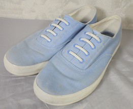 Keds Womens Size 8 Light Blue White Canvas Lace Slip-On Sneakers Shoes - £11.50 GBP