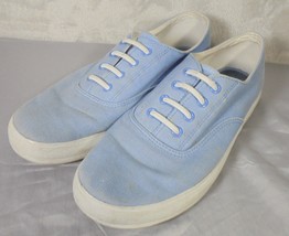 Keds Womens Size 8 Light Blue White Canvas Lace Slip-On Sneakers Shoes - $14.73