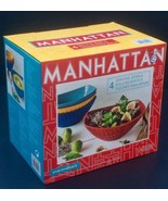 Over-And-Back Manhattan 4 Stoneware Serving Bowls Set in 4 Rich Vibrant ... - $82.30 CAD