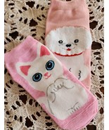 Two (2) Pair ~ Animal Print ~ 1-Cat ~ 1-Dog ~ Knit ~ Ankle Socks (2) - $14.96