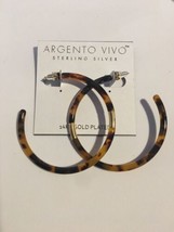 Argento Vivo Hoops 14K Gold Plated Sterling Silver Faux Tortoise Shell BROWN NEW - £43.27 GBP