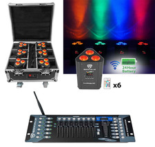 Rockville ROCKWEDGE PACKAGE BLACK 6) Battery Lights+Case+Wireless DMX Co... - £1,019.97 GBP