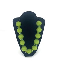 Light green necklace, felted wool ball  necklace, art statement necklace, handma - £38.55 GBP