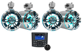Rockville RGHR45 4 Zone Marine Receiver w/Bluetooth+(4) 6.5&quot; LED Tower S... - $813.99