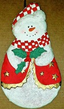 Vintage Glilttered Snowman Hanging Wall Plaque Plaster 11&quot; x 6 1/2&quot; Vtg - £10.07 GBP