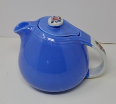 Hall&#39;s Superior Quality Kitchenware 1940s Rose Parade Blue Tea Pot w Lid #1259 - £23.62 GBP