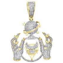 2CT Imitación Diamante Psíquico Lector Mundo Colgante Charm 10K Amarillo Oro - £176.45 GBP