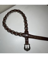 Brighton 91807  Brown Embossed Leather Belt Sz M Silver Metal Edges 1996... - $27.44 CAD