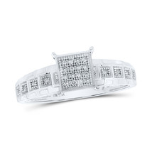 10kt White Gold Womens Round Diamond Square Ring 1/12 Cttw - £175.29 GBP