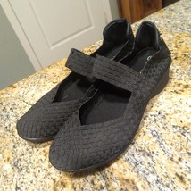 Bernie Mev Lulia Black Mary Jane Woven Women&#39;s Comfort Wedge Shoes Sz US 9 - $44.55