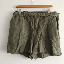 Lou &amp; Grey Linen Shorts Women Large Green 3&quot; Inseam Chino Pockets Elasti... - $8.49